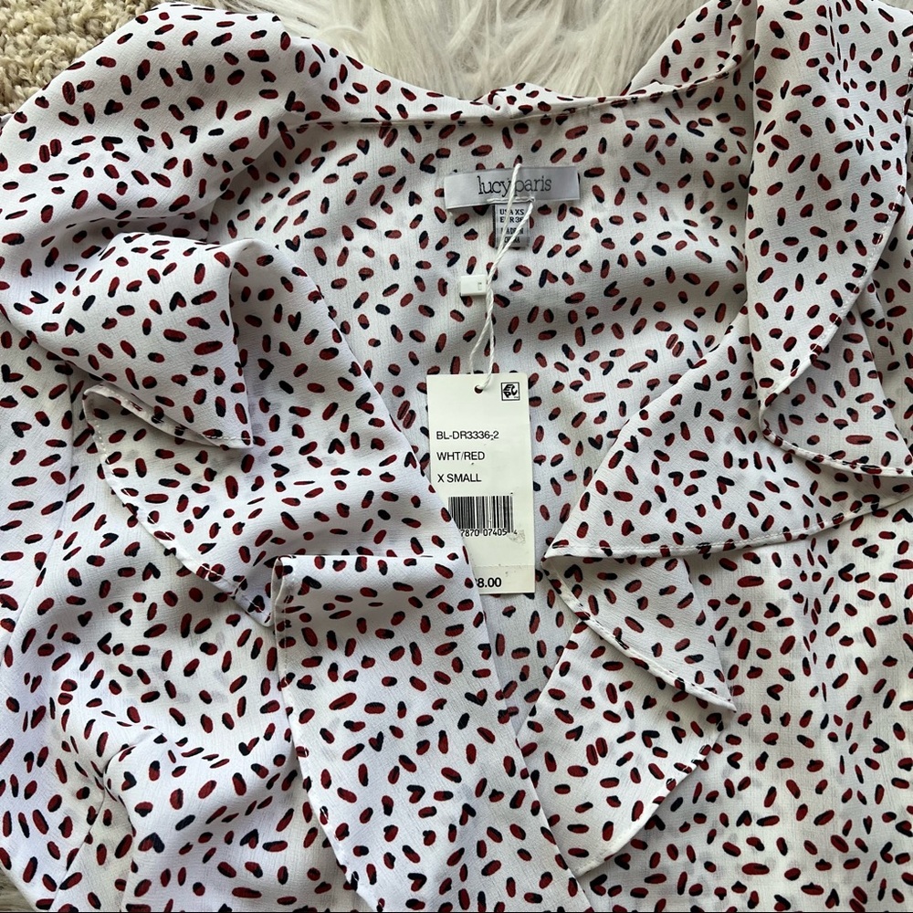 Lucy Paris White Long Sleeve Printed Wrap dress - Picture 11 of 12